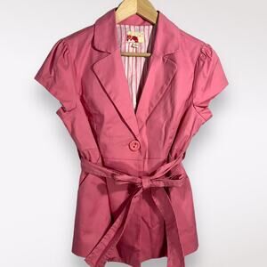 Forever 21 Retro Y2K Blazer Sz Large Pink Barbiecore Coquette Romantic Cute Soft